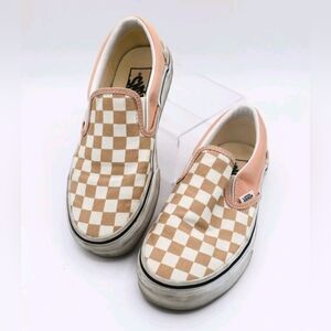 Vans Slip On Womens Size 5, Peach / Beige And White Classic Checkered